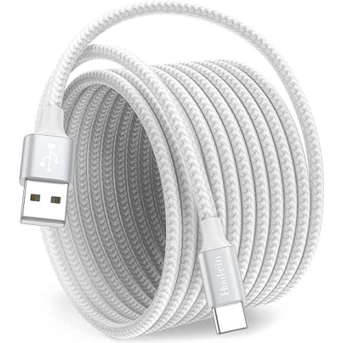 White USB C Cable 15ft, Extra Long USB A to USB C Cable Fast Charging, USBC Charger Cord Compatible with iPhone 15 Pro Max Plus, for Samsung Galaxy S21 Note 10, Pixel