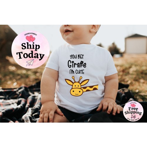 You Bet Giraffe I'm Cute Baby Onesie®®®, Giraffe Baby Clothes,Giraffe Baby Onesie®®®, Cute Bodysuit, Cute Baby Onesie®®®, Funny Animal Tee