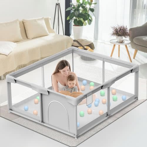 Besuhot Baby Playpen Baby Playard, Play Pen for Babies and Toddlers with Gate, 50x50 Fence, Sturdy Safety Playpen, Indoor & Outdoor Kids Activity Center