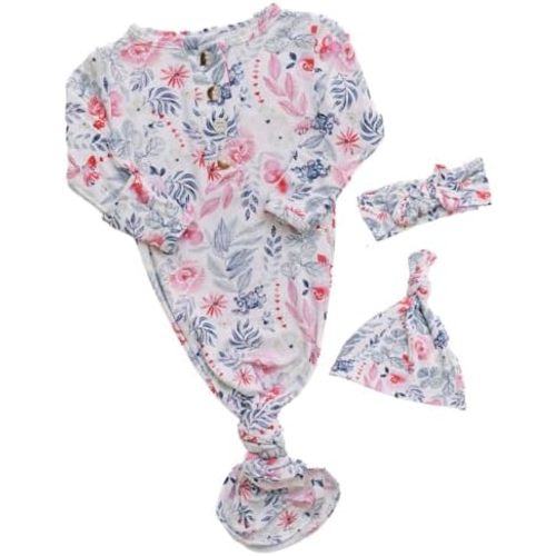 Newborn Knotted Baby Gown and Hat Set for Baby Boy or Baby Girl