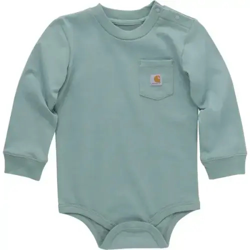 Infant Boys Long Sleeve Pocket Bodysuit - Patina Color - 12 M