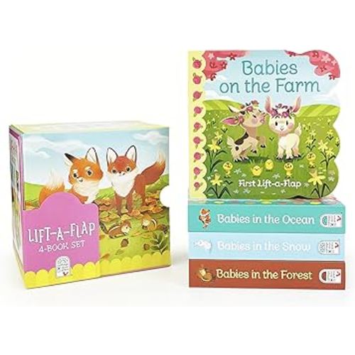 Animal Babies Lift-a-Flap Boxed Gift Set 4-Pack: Babies on the Farm, Babies in the Forest, Babies in the Snow, Babies in the Ocean (Chunky Lift a Flap)