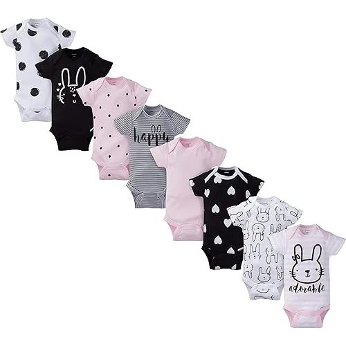 Gerber Baby-Girls 8-Pack Short Sleeve Onesies Bodysuits