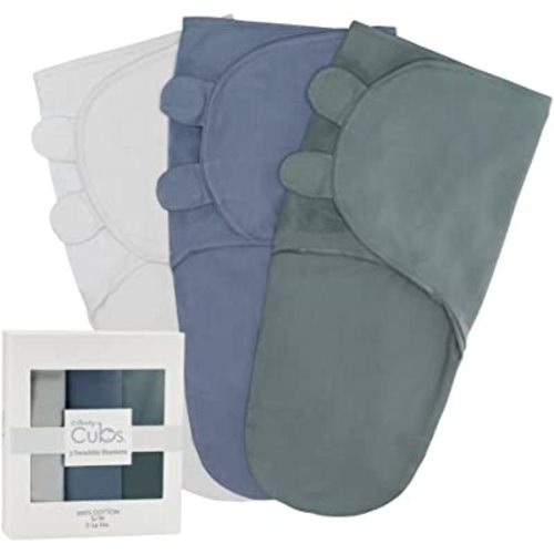 Comfy Cubs Swaddle Blanket Baby Girl Boy Easy Adjustable 3 Pack Infant Sleep Sack Wrap Newborn Babies (Small 0-3 Months, Stone, Nomadic Blue, Azul) - Small (0-3 Month) - Stone, Nomadic Blue & Azul