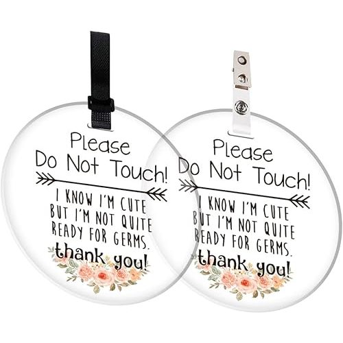 Funny Do Not Touch Baby Signs, Cute Baby Car Seat Sign for Newborn Baby, Baby Girl, Baby Boy, Pregnancy Gift for New Mom, Parent, New Dad, Baby Basket Tag for Baby Preemie, Baby (Baby3)