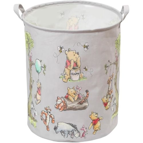 Large Canvas Nursery Hampers with Waterproof Polyethylene Coating - Foldable, Beautiful Patterns, Ideal for Bathroom & Bedroom Storage (Gray)