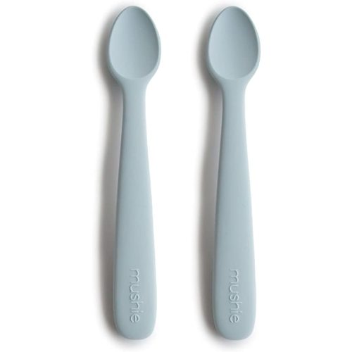 mushie Silicone Baby Feeding Spoons | 2 Pack (Powder Blue)