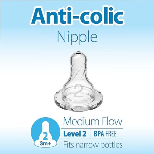 Dr. Brown’s Natural Flow Narrow Baby Bottle Silicone Nipple, Pack of 6 - Level 2
