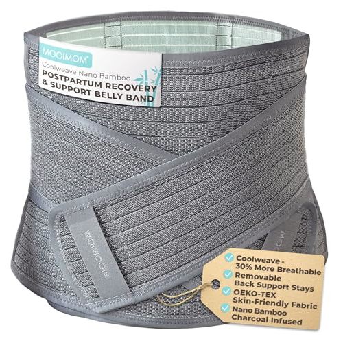 Coolweave Postpartum Belly Band for C-Section Recovery, Breathable Maternity Abdominal Binder with Ergonomic Back Support, Adjustable Belly Wrap for Post Surgery Recovery, Waist & Core