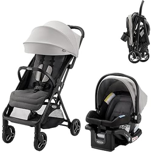 Graco Ready2Jet Travel System – Overhead Friendly Compact Travel Stroller with Automatic Fold and SnugRide Infant Car Seat