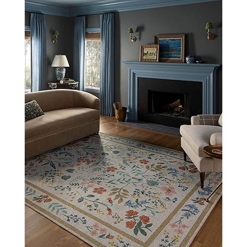 Loloi Rifle Paper Co. Wildwood Collection WWLD-01 Cream 3'-9" x 5'-6" Accent Rug
