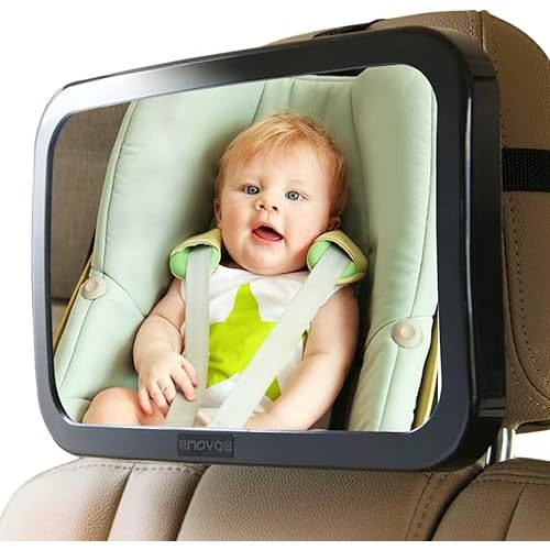 Enovoe Baby Car Mirror with Cleaning Cloth - Wide Convex Back Seat Baby Mirror is Shatterproof and Adjustable - 360 Swivel Rear Facing Car Seats Mirror Helps Keep an Eye on Your Infant car baby mirror