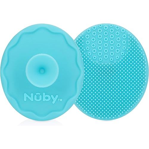 Nuby Scrubbies Silicone Bath Brush - Baby Essentials - Baby Bath Accessories - (2-Pack) Blue