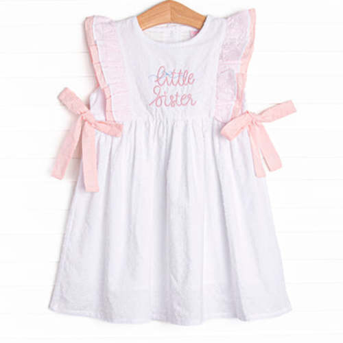 Little Sister Embroidered Dress, White – Stitchy Fish