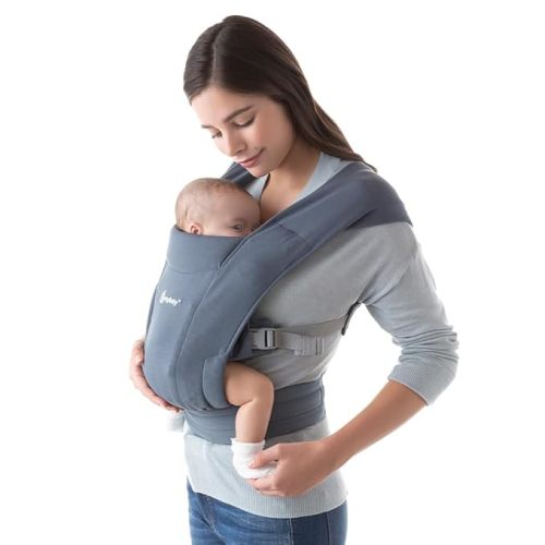 Ergobaby Embrace Baby Carrier Newborn to Toddler - Lightweight Ergonomic Baby Carriers - Cozy Essentials (7-25 Pounds), Ponte Knit, Oxford Blue