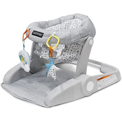 Summer Infant Learn-to-Sit 2-Position Floor Seat (Heather Gray) – Sit Baby Up in This Adjustable Baby Activity Seat Appropriate for Ages 4-12 Months – Includes Toys, Funfetti Neutral