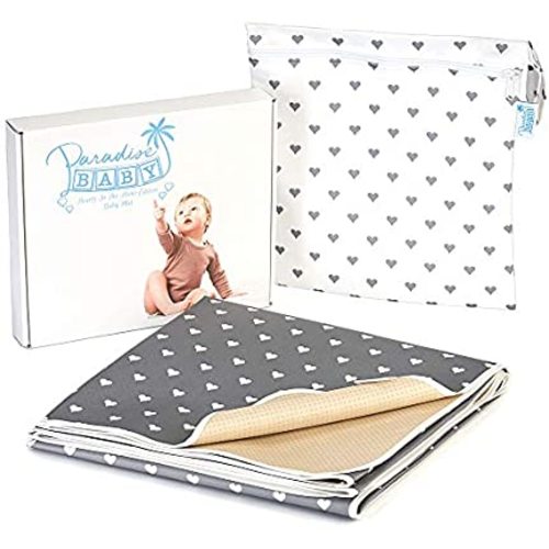 Paradise Baby Splat Mat - 53" Large Washable High Chair Mess Mat with Travel Bag - Food Dropping Catcher - Spill Proof Floor Carpet Protector - Portable Playmat for Art & Crafts with Non-Slip Bottom