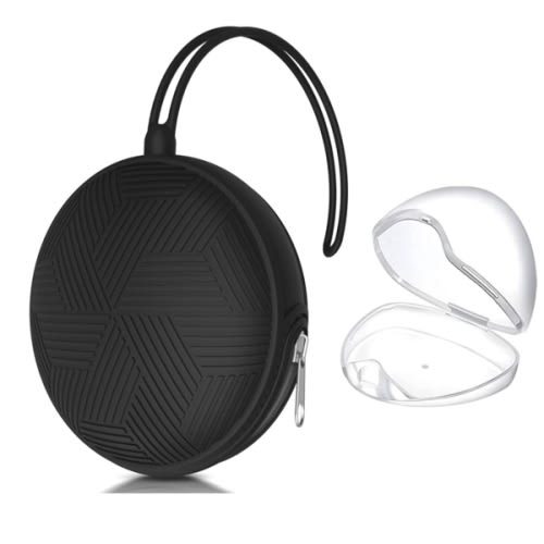 Smlpuame Pacifier Holder Case,Mothers Day Gifts for Mom BPA Free Portable Silicone Baby Pacifier Cover Pouch for Diaper Bag Stroller,Travel Outdoor Activities,Easy to Clean(Black)