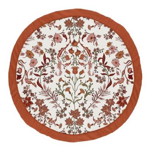 Sweet Jojo Designs Girl Baby Tummy Time Playmat Boho Floral Wildflower Orange And Ivory
