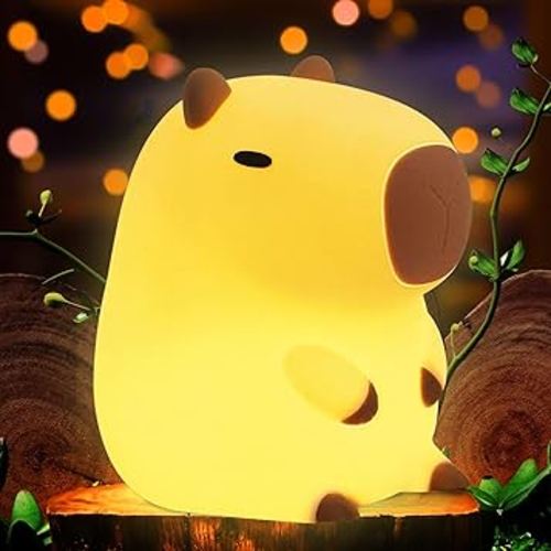 Cute Capybara Night Light, LED Squishy Novelty Animal Lamp, 2 Levels Dimmable Nursery Night Light for Kids Sleeping, Baby Rechargeable Touch Lamps, Kawaii Room Dorm Decor, Funny Gift (Normal)