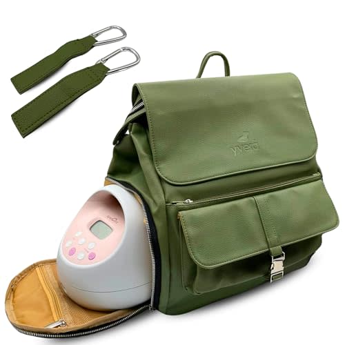 Vegan Leather Breast Pump Bag With Cooler and Stroller Hooks - Spectra Pump Bag with cooler - Compatible with Spectra S1 S2 - Spectra Pumping Bag for Work - Wearable breast pump bag Pumping Backpack