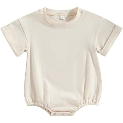 Baby Boy Girl Bubble Shirt Romper Outfit Short Sleeve Summer Bodysuit Top Newborn Oversized Crewneck Jumpsuit