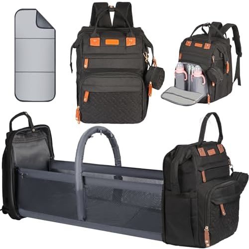 Baby Diaper Bag, Backpack with Changing Table, Insulated Pacifier Case, Multifunctional Waterproof Travel Diaper Bag