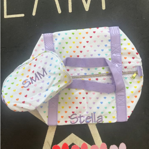 Weekender tote with baby name