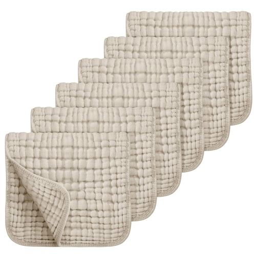 Looxii Muslin Burp Cloths 6 Pack 100% Cotton Muslin Cloths Large 20''x10'' Extra Soft Absorbent Burping Cloth for Baby Boys and Girls (Apricot)