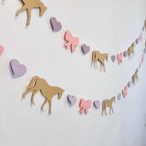 Horse birthday Decorations - Cowgirl Birthday Banner - Pink Pony garland - Western Themed Baby shower Girl - Horse Race decorations