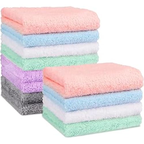 Orighty Baby Washcloths 12 Pack, Microfiber Coral Fleece Baby Face Towels, Soft and Absorbent Wash Cloths for Newborns, Infants and Toddlers, Gentle on Delicate Skin for Face Hands and Body, 7x9 Inch