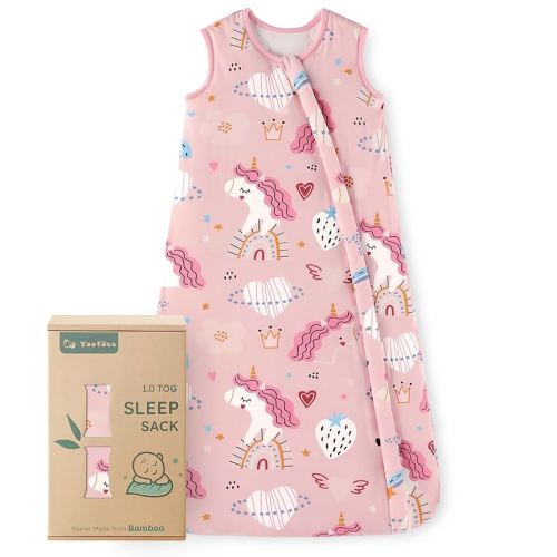 Yoofoss Rayon Made from Bamboo Baby Sleep Sack 12-18 Months 1.0 Tog Baby Wearable Blanket, Super Soft Infant Toddler Sleeping Sack 2-Way Zipper
