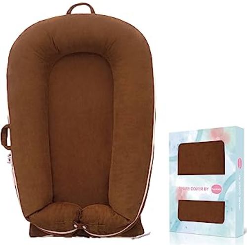 Corduroy Baby Lounger Cover for Dockatot Deluxe + | 100% Cotton Hypoallergenic Newborn Premium Quality Spare Cover(Cover Only) (Brown)