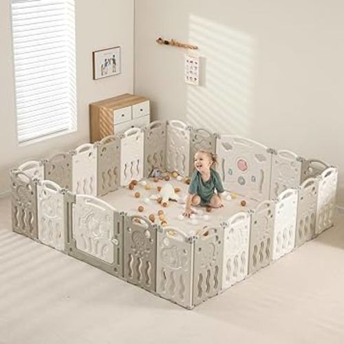 Baby Playpen, Foldable Playpen for Babies and Toddlers, 22 Panels Extra Large Baby Play Pen, Baby Play Yard, Portable Baby Fence Play Area, Adjustable Baby Gate Playpen