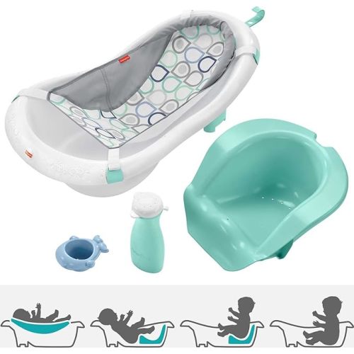 Fisher-Price Baby 4-in-1 Sling 'n Seat Tub, Bubbles, Convertible Baby to Toddler Bath Tub