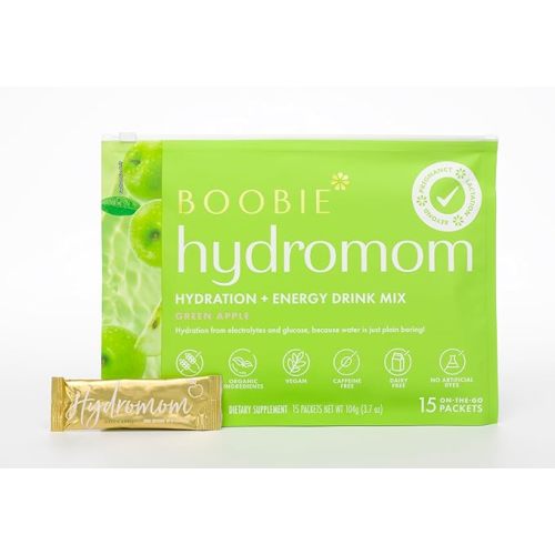 Boobie Hydromom Superfood Electrolyte Drink Mix, Blue Raspberry Lemonade | Refreshing Energy & Hydration Boost for Mamas | On-The-Go & Travel Essentials for Pregnancy, Lactation, & Beyond, 10 Packets
