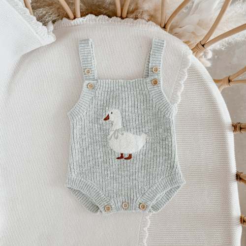 Goose Singlet Knit Romper - 6-12M
