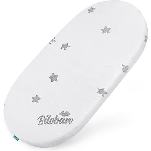 Bassinet Mattress Pad (17" x 29" x 0.8") Compatible with 4moms MamaRoo Sleep Bassinet, Waterproof Breathable Soft, Baby Foam with Removable Zippered Cover