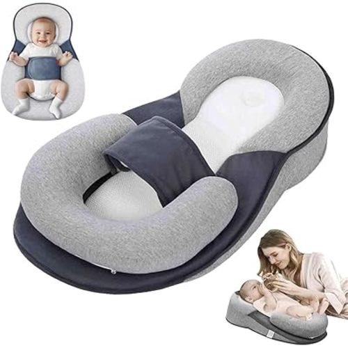 Upgraded Reflux Pillow for Baby, Reflux Wedge Pillow for Babies, Baby Wedge Pillow for Newborn, Babys Lounger Pillow for Newborn, Acid Reflux Breastfeeding Pillow with Safety Strap