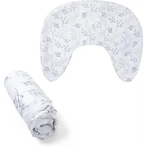 Boppy Nursing Pillow Cover - Soft, Hypoallergenic Washable Microfiber Bottle & Breastfeeding Pillow Covers (Redesigned Feeding Pillow Sold Separately) - Gray Gentle Leaves