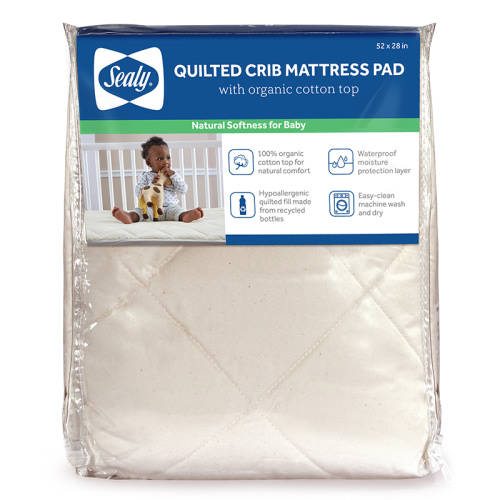 Sealy Quilted Fitted Crib Mattress Pad | Organic Cotton Top