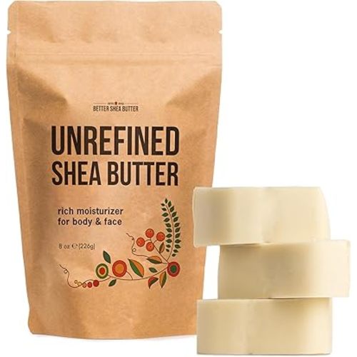 Raw Shea Butter - 100% Pure African Unrefined Shea Butter for Hair | Skin Moisturizer for Face and Body | Use for Soap Base, DIY Whipped Lotion, Lip Balm - 8 oz Block
