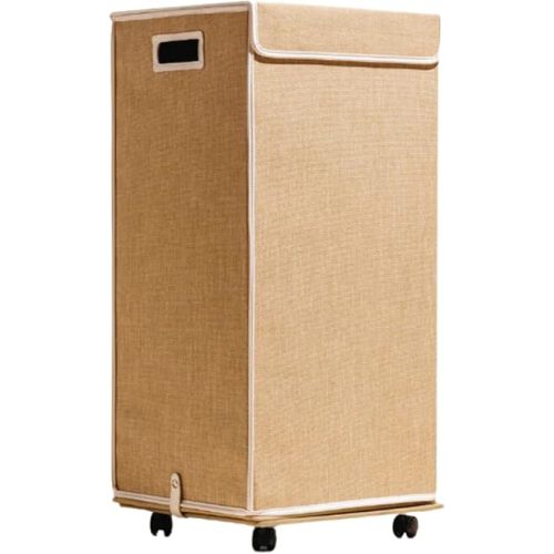 Nori Laundry Hamper - Slim Laundry Basket with Lid & Wheels - Collapsible Hamper with Lid, Stain-Resistant Interior, Storage Pouch and Wheel Attachment - Apartment and Dorm Room Essentials