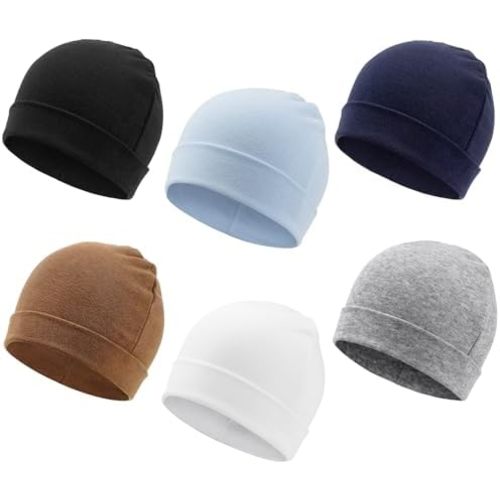 DRESHOW BQUBO 6 Pack Baby Beanie Hats for Unisex Infant Toddler Cotton Beanie Newborn Hospital Hat for Boys Girls 0-6 Months