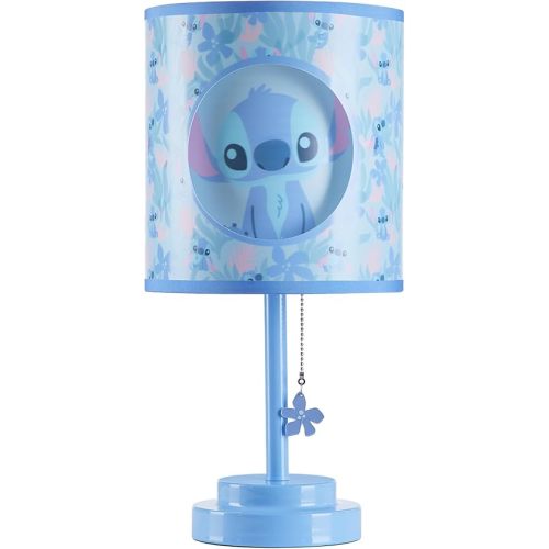 Idea Nuova Disney Stitch Table Lamp – 2-Layer Cut-Out Shade with Printed Design – Stick Base with Figural Pull Chain – Kids Bedroom or Nursery Decor