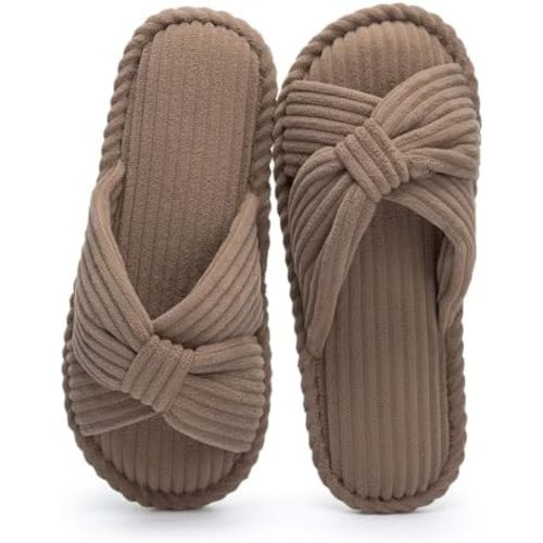 Slippers for Women Memory Foam Bow House Slippers Crossband Open Toe Slides Sandals Shoes Non-slip House Shoes