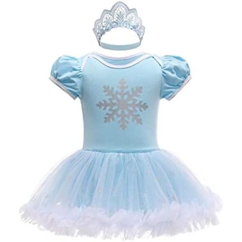 Dressy Daisy Infant Baby Girl Princess Onesie Romper Fancy Dress Costume Halloween Birthday Bodysuit Outfit with Headband