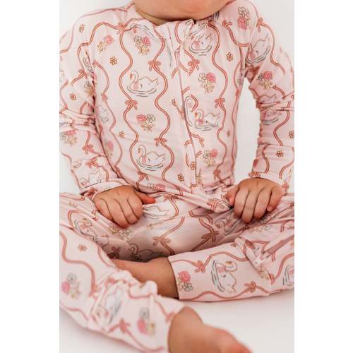 Pink Swan Zipper Romper