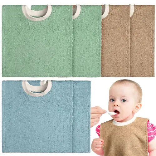 6 Pcs Pullover Baby Bibs Cotton Terry Toddler Absorbent Infant for Feeding and Drooling Towel Slip on Bib(Fresh Color)
