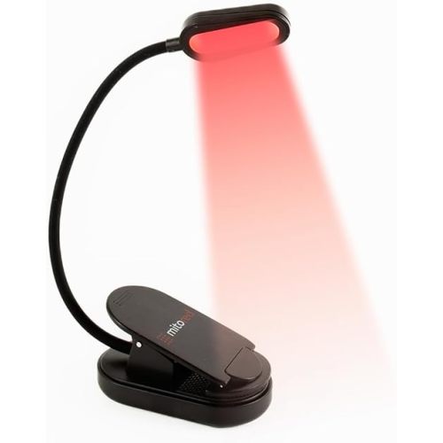 Mito Red Light - Red Light Book Light Clip On - Book Lights for Reading at Night - Portable, Rechargeable Book Light with 360° Gooseneck - Reading Lights for Books in Bed